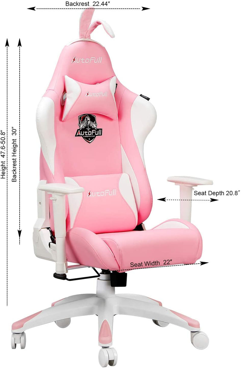 AutoFull Pink and White Bunny Chair
