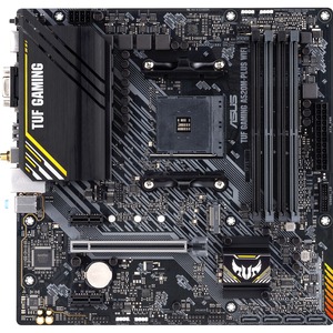 TUF GAMING A520M-PLUS WIFI Gaming Desktop Motherboard - AMD A520 Chipset - Socket AM4 - Micro ATX - Ryzen 3, Ryzen 5, Ryzen 7, Ryzen 9, Ryzen 3 PRO, Ryzen 5 Pro, Ryzen 7 PRO, Ryzen 9 PRO Processor Supported - 128 GB DDR4 SDRAM Maximum RAM - UDIMM, DIMM - 4 x Memory Slots - Gigabit Ethernet - IEEE 802.11ac - HDMI - DisplayPort - 4 x SATA Interfaces