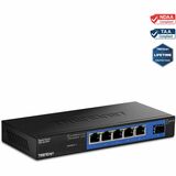 TRENDnet TEG-S51SFP, 5-Port Gigabit Compact Metal Desktop Switch with Gigabit SFP Slot, Fanless Design, Wall Mountable