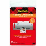Scotch Thermal Laminating Pouches - Sheet Size Supported: 4" Width x 6" Length - Laminating Pouch/Sheet Size: 4.30" Width x 6.30" Length x 5 mil Thickness - Glossy - for Photo, Document, Lists, Card, Recipe, Artwork - Photo-safe, Double Sided - Clear - 20 / Pack