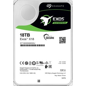 Seagate Exos X18 ST18000NM000J 18 TB Hard Drive - Internal - SATA (SATA/600) - Storage System, Video Surveillance System Device Supported - 7200rpm - Hot Pluggable - 512e/4Kn Format - 5 Year Warranty - 20