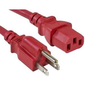 ENET Standard Power Cord - 10 A - Red - 1 ft Cord Length - NEMA 5-15P / IEC 60320 C13