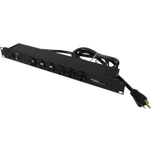 Wiremold 6-Outlet Power Strip - 6 x NEMA 5-20R - 15 ft Cord - 20 A Current - 120 V AC Voltage - Rack-mountable - Black