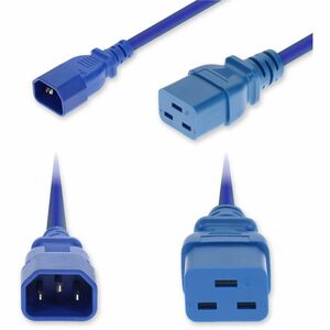 AddOn 3ft C14 Male to C19 Female Standard Commercial 14 AWG 250V at 15A PVC SJT (Service Junior Thermoplastic) Blue Power Cable
