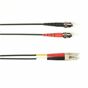 Black Box Fiber Optic Duplex Patch Network Cable - 49.20 ft Fiber Optic Network Cable for Network Device - First End: 2 x ST Network - Male - Second End: 2 x LC Network - Male - 10 Gbit/s - Patch Cable - OFNP - 50/125 &micro;m - Black - TAA Compliant