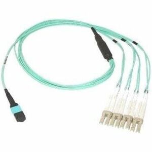 DELL SOURCING - NEW Fiber Optic Network Cable - 16.40 ft Fiber Optic Network Cable for Network Device - First End: 1 X MPO Network Male - Second End: 4 X LC Network Male - 10 Gbit/s - Aqua - 1 Piece