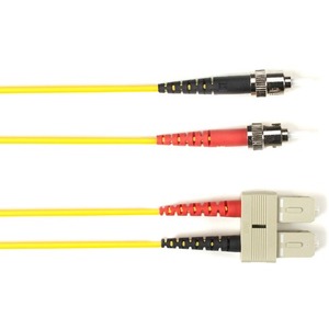 Black Box Fiber Optic Duplex Patch Network Cable - 16.40 ft Fiber Optic Network Cable for Network Device - First End: 2 x ST Network - Male - Second End: 2 x SC Network - Male - 10 Gbit/s - Patch Cable - OFNR - Yellow - TAA Compliant