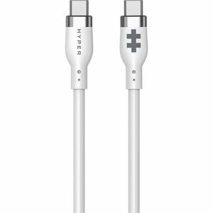 Hyper HyperDrive HyperJuice USB-C Silicone Charging Cable (1.5m/5ft) - 4.92 ft USB-C Data Transfer Cable for USB Charger, USB Device, MacBook, PC, Notebook, iPhone, iPad, Smartphone - First End: 1 x USB 2.0 Type C - Male - Second End: 1 x USB 2.0 Type C - Male - 480 Mbit/s - White