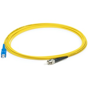 AddOn 19m ST to SC Yellow OS2 Simplex OFNP (Plenum-Rated) SMF Fiber Patch Cable