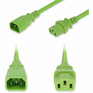 AddOn 8ft C14 Male to C13 Female Standard Commercial 18 AWG 250V at 10A PVC SJT (Service Junior Thermoplastic) Green Power Cable
