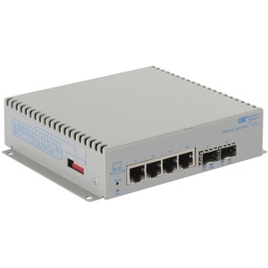 Omnitron Systems OmniConverter Unmanaged Gigabit, 2xSFP, RJ-45, Ethernet Fiber Switch - 4 x 10/100/1000BASE-T, 2 x 1000BASE-X, AC Power, 5 Year Warranty