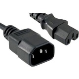 ENET Power Extension Cord - 15 A - Black - 12 ft Cord Length - IEC 60320 C14 / IEC 60320 C15