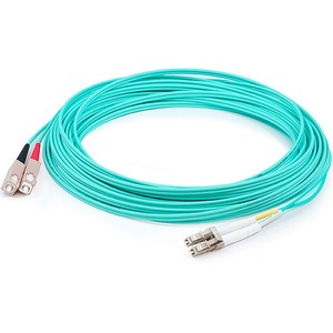AddOn 42m SC to LC Aqua OM4 Duplex OFNP (Plenum-Rated) Fiber Patch Cable