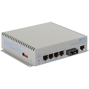 Omnitron Systems OmniConverter Managed Gigabit PoE+, MM SC, RJ-45, Ethernet Fiber Switch - 4 x 10/100/1000BASE-T, 1 x 1000BASE-X, AC Power, 5 Year Warranty