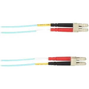 Black Box Colored Fiber OS2 9/125 Singlemode Fiber Optic Patch Cable - OFNR PVC - 13.12 ft Fiber Optic Network Cable for Network Device - First End: 2 x LC Network - Male - Second End: 2 x LC Network - Male - 10 Gbit/s - Patch Cable - OFNR - 9/125 &micro;m - Aqua - TAA Compliant