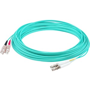 AddOn 99m SC to LC Aqua OM4 Duplex OFNP (Plenum-Rated) Fiber Patch Cable