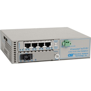 Omnitron Systems iConverter 4-Port T1/E1 Multiplexer - 4 x T1/E1 , 1 x 100Base-FX - 100Mbps Fast Ethernet, 1.544Mbps T1 , 2.048Mbps E1