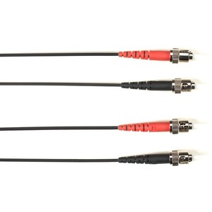 Black Box Fiber Optic Duplex Patch Network Cable - 32.80 ft Fiber Optic Network Cable for Network Device - First End: 2 x ST Network - Male - Second End: 2 x ST Network - Male - 10 Gbit/s - Patch Cable - OFNP - 50/125 &micro;m - Black - TAA Compliant