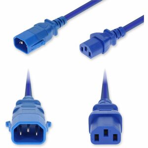 AddOn 3ft C14 Male to C13 Female P-Lock Compatible Standard Commercial 18 AWG 250V at 10A PVC SJT (Service Junior Thermoplastic) Blue Power Cable