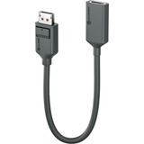 Alogic Elements DisplayPort/HDMI Audio/Video Cable - 7.87" DisplayPort/HDMI A/V Cable for Notebook, Audio/Video Device, Projector, Monitor, Computer - First End: 1 x DisplayPort Digital Audio/Video - Male - Second End: 1 x HDMI 1.4 Digital Audio/Video -Female - 10.2 Gbit/s - Supports up to 1920 x 1080 - 30 AWG