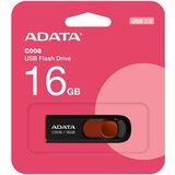 Adata 16GB Classic C008 USB 2.0 Flash Drive - 16 GB - USB 2.0 - Red