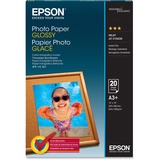 Epson Glossy Finish Photo Paper - 89 Brightness - 96% Opacity - Super B - 13" x 19" - 52 lb Basis Weight - Soft Gloss - White - 20 / Pack
