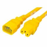 ENET Power Extension Cord - 15 A - Yellow - 3 ft Cord Length - IEC 60320 C14 / IEC 60320 C15