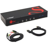 SIIG 4 Port 4K 60HZ DisplayPort 1.2 KVM Switch with USB 3.0 and Multi-Media ports