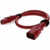 AddOn 3ft C13 to C14 (Locking) 18AWG Red 10A 100-250V Power Cable
