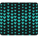 OTM Classic Prints Black Mouse Pad, Falling Turquoise Hearts