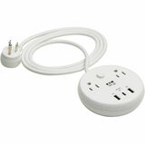 Eaton Tripp Lite Series Safe-IT 30W 2-Outlet Surge Protector - 5-15R Outlets, 3 USB Ports, 6 ft. (1.8 m) Cord, 300 Joules, Antimicrobial Protection, White