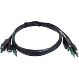 Black Box Secure KVM Cable - Each end (1) USB, (1) or (2) DisplayPort, (1) 3.5mm Audio - 6 ft KVM Cable for KVM Switch, PC, Computer - First End: 1 x USB - Male, 1 x DisplayPort 1.2 Digital Audio/Video - Male, 1 x 3.5mm Stereo Audio - Male - Second End: 1 x USB - Male, 1 x DisplayPort 1.2 Digital Audio/Video - Male, 1 x 3.5mm Stereo Audio - Male - Black - TAA Compliant