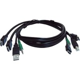 Black Box Secure KVM Cable - Each end (1) USB, (1) or (2) HDMI, (1) 3.5mm Audio - 10 ft KVM Cable for KVM Switch, PC - First End: 1 x USB - Male, 2 x HDMI Digital Audio/Video - Male, 1 x 3.5mm Stereo Audio - Male - Second End: 1 x USB - Male, 2 x HDMI Digital Audio/Video - Male, 1 x 3.5mm Stereo Audio - Male - Black - TAA Compliant