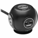 Eaton Tripp Lite Series 3-Outlet Spherical Surge Protector, 4 USB Ports (4.8A Shared) - 6 ft. (1.83 m) Cord, 5-15P Plug, 540 Joules, Black