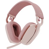Logitech Zone Vibe 100 Wireless Over Ear Headphones, Noise Canceling Microphone, Advanced Multipoint Bluetooth Headset, Rose