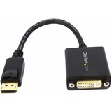 StarTech.com DisplayPort to DVI Adapter, DisplayPort to DVI-D Adapter/Video Converter 1080p, DP 1.2 to DVI Monitor, Latching DP Connector - Passive DisplayPort 1.2 to DVI-D (DVI-I connector digital only) single-link adapter; 1920x1200/1080p 60Hz; HDCP 1.4; EDID/DDC - DisplayPort to DVI adapter for DP++ source - DP to DVI monitor video converter - Latching DP connector - DisplayPort Cert.