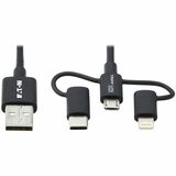 Eaton Tripp Lite Series Universal USB-A to Lightning, USB Micro-B and USB-C Sync/Charge Cable (M/3xM), MFi Certified, Black, 6 ft. (1.8 m)
