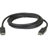 ATEN DisplayPort Audio/Video Cable - 6.56 ft DisplayPort A/V Cable for Audio/Video Device - First End: DisplayPort Digital Audio/Video - Male - Second End: DisplayPort Digital Audio/Video - Male - Supports up to 3840 x 2160 - Shielding - Nickel Plated Connector - 28 AWG - Black