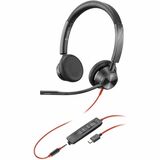 Poly Blackwire 3325 Headset - Microsoft Teams Certification - Stereo - USB Type C, Mini-phone (3.5mm) - Wired - 32 Ohm - 20 Hz to 20 kHz - On-ear, Over-the-head - Binaural - Supra-aural - 7 ft Cable - Omni-directional, Noise Cancelling Microphone - Black