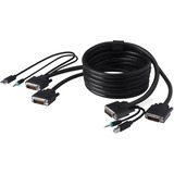 Belkin KVM Cable - 15 ft KVM Cable for KVM Switch, Server, Audio/Video Device - First End: 1 x 4-pin USB Type A - Male, 2 x 24-pin DVI (Dual-Link) Digital Video - Male, 1 x Mini-phone Stereo Audio - Male - Second End: 2 x 24-pin DVI-D Digital Video - Male, 1 x 4-pin USB Type B - Male, 1 x Mini-phone Stereo Audio - Male