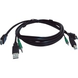 Black Box Secure KVM Cable - Each end (1) USB, (1) or (2) HDMI, (1) 3.5mm Audio - 10 ft KVM Cable for KVM Switch, PC, Computer - First End: 1 x USB - Male, 1 x HDMI Digital Audio/Video - Male, 1 x 3.5mm Stereo Audio - Male - Second End: 1 x USB - Male, 1 x HDMI Digital Audio/Video - Male, 1 x 3.5mm Stereo Audio - Male - Black