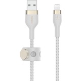 Belkin USB-A Cable with Lightning Connector - 6.60 ft Lightning/USB Data Transfer Cable for iPhone, iPad, iPod, iPad Air, iPad Pro, iPad mini - First End: 1 x USB Type A - Male - Second End: 1 x Lightning - Male - MFI - White
