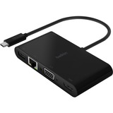 Belkin USB-C Multiport Adapter, USB-C to HDMI - USB A 3.0 - VGA, up to 100W Power Delivery, up 4k Resolution - for Notebook - 100 W - USB Type C - 1 x USB 3.0 - USB Type-C - Network (RJ-45) - HDMI - VGA - Wired