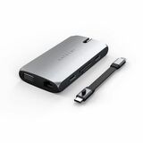 Satechi USB-C On-the-Go Multiport Adapter - for Monitor, Smartphone, Desktop PC, Notebook, Tablet - Charging Capability - Memory Card Reader - SD, microSD - USB Type C - 4K @ 60Hz, Full HD - 3840 x 2160, 1920 x 1080 - 4 x USB Ports - 2 x USB Type-A Ports - USB Type-A - 2 x USB Type-C Ports - USB Type-C - 1 x RJ-45 Ports - Network (RJ-45) - 1 x HDMI Ports - HDMI - VGA - Space Gray - Wired - Gigabit Ethernet - 100W - Portable