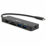 Rocstor Premium Docking Station - for Desktop PC, Notebook, Tablet, Smartphone, Monitor, Memory Card Reader, Projector - Charging Capability - Memory Card Reader - microSD, SD - USB Type C - 4K @ 60Hz, 4K, 4K UHD - 3840 x 2160 - 3 x USB Ports - 2 x USB 3.0 - 2 x USB Type-A Ports - USB Type-A - 1 x USB Type-C Ports - USB Type-C - HDMI - Black - Wired - 100W - Portable