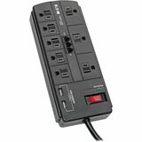 Eaton Tripp Lite Series 8-Outlet Surge Protector with 2 USB Ports (2.1A Shared) - 8 ft. (2.43 m) Cord, 1200 Joules, Tel/Modem, Black