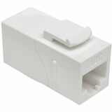 Eaton Tripp Lite Series Cat6a Straight-Through Modular In-Line Snap-In Coupler with 90-Degree Down-Angled Port, White (RJ45 F/F), TAA