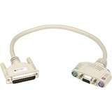 Black Box KVM Cable - 10 ft KVM Cable for KVM Switch, Keyboard/Mouse, Monitor, Microphone, Speaker - First End: 2 x 6-pin Mini-DIN (PS/2) - Female, 1 x 15-pin HD-15 - Female