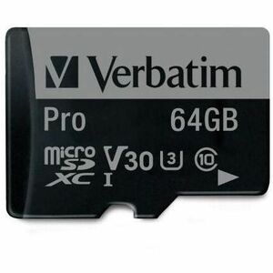 Verbatim 64GB Pro 600X microSDXC Memory Card with Adapter, UHS-I U3 Class 10