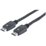 Manhattan DisplayPort 1.1 Cable, 4K@60Hz, 10m, Male to Male, With Latches, Fully Shielded, Black, Lifetime Warranty, Polybag